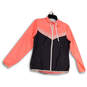 Womens Pink Gray Long Sleeve Hooded Full-Zip Windbreaker Jacket Size XS image number 1