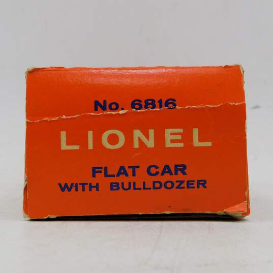 Vintage Lionel Electric Train Model #6816 Flat Car w/ Bulldozer IOB image number 21