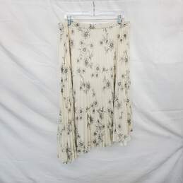 Sanctuary Light Yellow & Black Floral Patterned Pleated Asymmetrical Maxi Skirt WM Size 1X