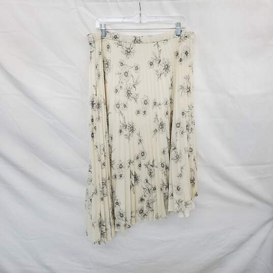 Sanctuary Light Yellow & Black Floral Patterned Pleated Asymmetrical Maxi Skirt WM Size 1X image number 1