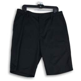 NWT Adidas Mens Black Slash Pocket Flat Front Dark Wash Chino Shorts Size 34