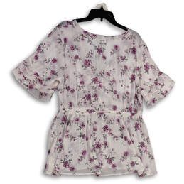 NWT Womens White Floral V-Neck Ruffle Sleeve Pullover Blouse Top Size 1 alternative image