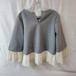 Halogen Gray Ruffle Mixed Fabric Sweater Size S alternative image