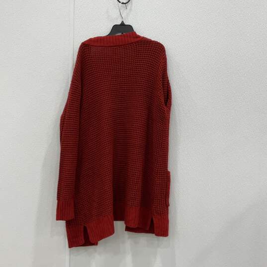72 Faded Glory Womens Red Knitted Long Sleeve Open Front Cardigan Sweater Sz 1X image number 2