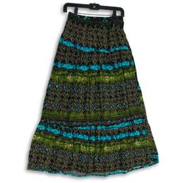 NWT Womens Multicolor Abstract Pleated Midi A-Line Skirt Size Small