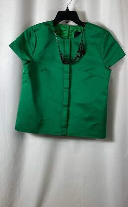 NWT J.Crew Womens Green Short Sleeve Crew Neck Casual Blouse Top Size 8