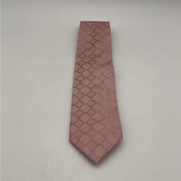 NWT Mens Pink Silk Geometric Four-In-Hand Keeper Loop Designer Neck Tie