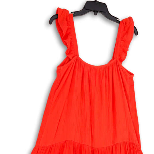 Womens Orange Sleeveless Sweetheart Neck Long Tired Fit & Flare Dress Sz S image number 4