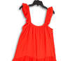 Womens Orange Sleeveless Sweetheart Neck Long Tired Fit & Flare Dress Sz S image number 4