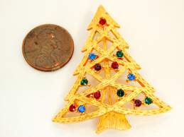 Vintage Eisenberg Ice Gold Tone Rhinestone Christmas Tree Brooch alternative image