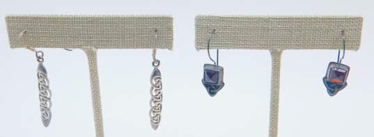 4 Pairs Sterling Silver Garnet Celtic Knot Earrings 11.7g image number 2