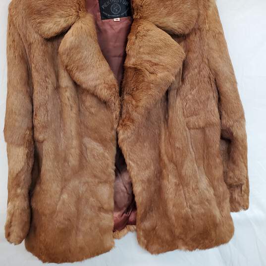Wm VTG. Peking Fur Brown Coat Mid Length Sz M Hong Kong image number 2