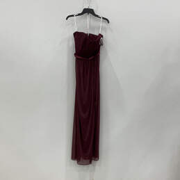 NWT Womens Purple Strapless Pleated Back Zip Long Wedding Maxi Dress Sz 10