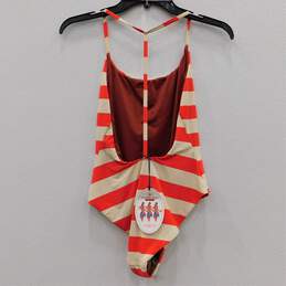 Red And Tan Striped One Piece Keoni Swimsuit Size XS NWT alternative image