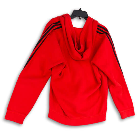 Womens Red Black Striped Long Sleeve Pockets Full-Zip Hoodie Size Medium image number 2