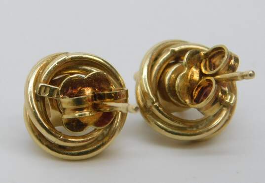 14K Yellow Gold 0.88 CTTW Diamond Stud Earrings w/ Enhancers 2.1g image number 3
