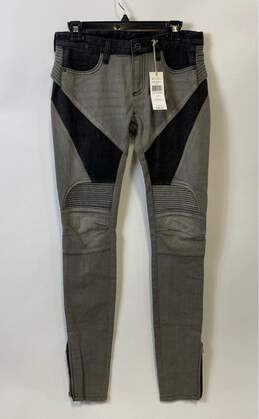 NWT BCBGMAXAZRIA Womens Jada Gray Charcoal Wash Moto Denim Skinny Jeans Size 28