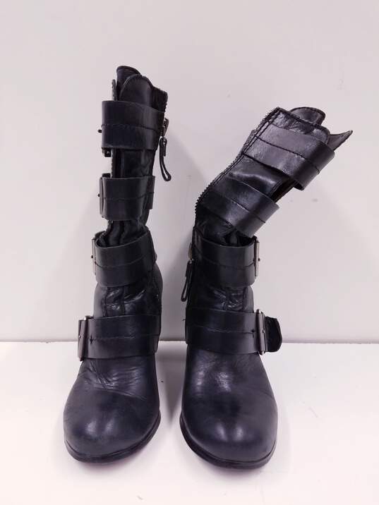 RoseGold Leather Walt Moto Boots Black 6 image number 4