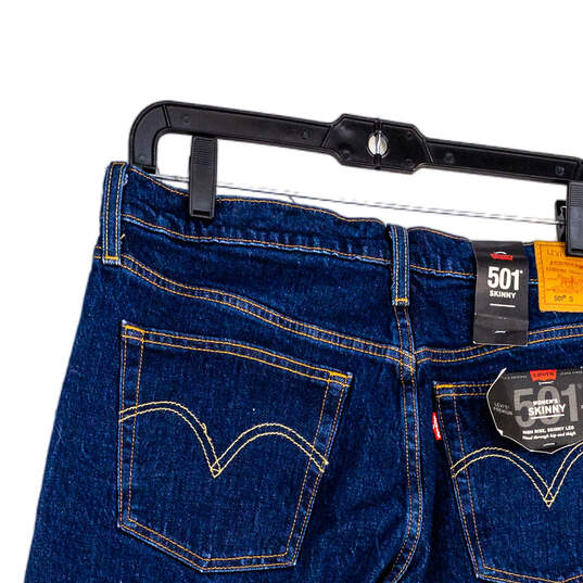 NWT Mens Blue Denim Dark Wash 5-Pocket Design Skinny Leg Jeans Size 32X32 image number 4