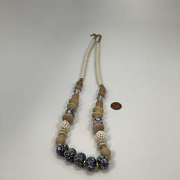 Designer Stella & Dot Gold-Tone Blue White Adjustable Beaded Necklace alternative image