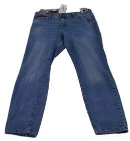 Womens Blue Denim 5 Pockets Flat Front Zip Straight Leg Jeans Size 10 alternative image