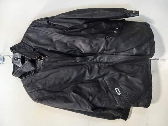 Croft & Barrow Men's Black Leather Coat Size L image number 1