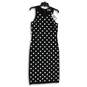 NWT Womens Black Floral Sleeveless Scoop Neck Back Zip Sheath Dress Size Large image number 1