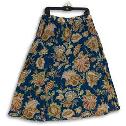 Anthropologie Womens Multicolor Floral Elastic Waist Midi A-Line Skirt Size L alternative image