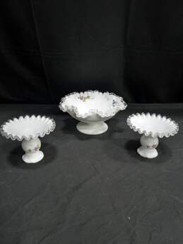 Fenton White With Violet Pattern Dishes
