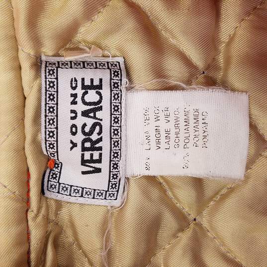 Young Versace Girls Orange Wool Gold Detail Toggle Coat 6 image number 6