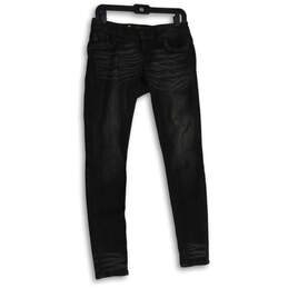 Womens Black Denim Dark Wash 5-Pocket Design Skinny Leg Jeans Size 26