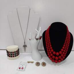 Assorted Red Tone Fashion Jewelry Lot of 9
