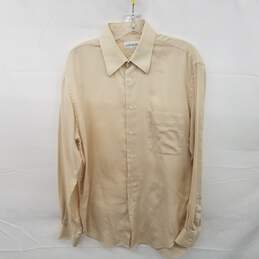 Yves Saint Laurent Cream Cotton Long Sleeve Button Up Shirt Men's Size 15.5