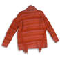 Womens Orange Striped Fringe Marled Turtle Neck Pullover Sweater Size M image number 2
