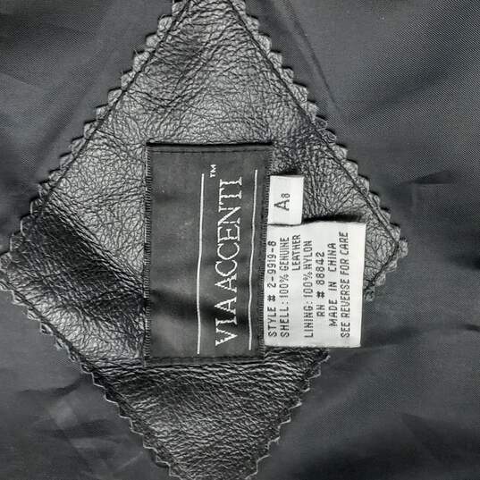 Women's Black Leather Jacket Sz 8 image number 4