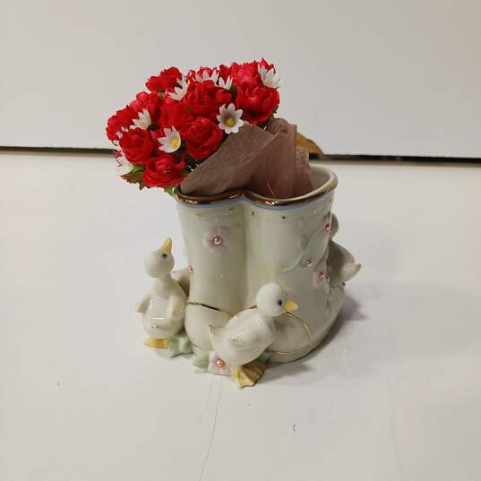 Lenox Ceramic Petals and Pearls Duck Bud Vase w/Box image number 5