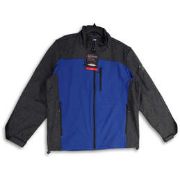 NWT Mens Blue Gray Mock Neck Long Sleeve Full-Zip Jacket Size XXL