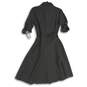 NWT Sharagano Womens Black Collared Roll Tab Sleeve Belted Shirt Dress Size 4 image number 2