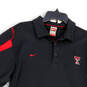 Mens Black Red Dri-Fit Texas Tech Short Sleeve Collared Polo Shirt Size L image number 3