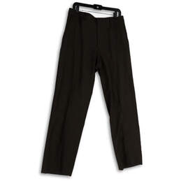 Mens Brown Flat Front Slash Pocket Straight Leg Dress Pants Size 36x36