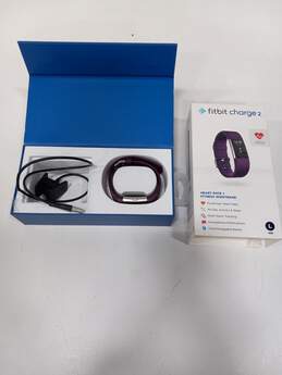 Fitbit Charge 2 Stainless Steel Fitness Tracker Plum Band Size Large