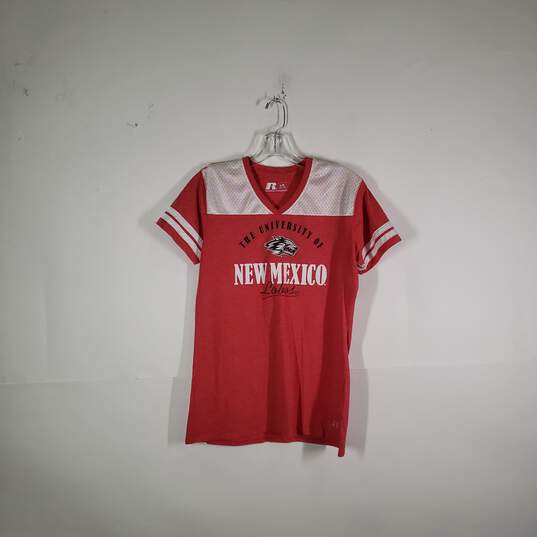 Womens New Mexico Lobos Short Sleeve V-Neck Pullover T-Shirt Size Large (12-14) image number 1