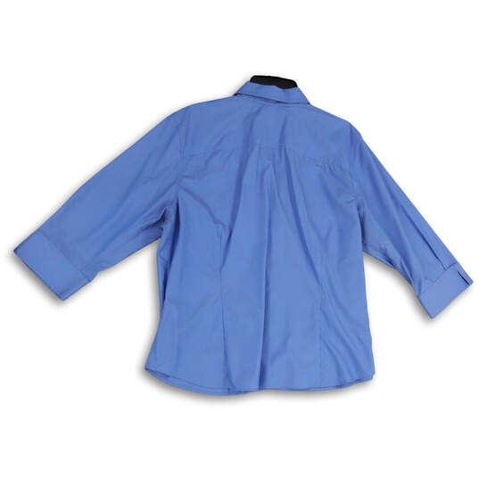 Mens Blue Stretch Wrinkle-Resistant 3/4 Sleeve Button-Up Shirt Size 2XL image number 2