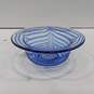 Clear Blue Swirl Art Glass Candy Bowl image number 1
