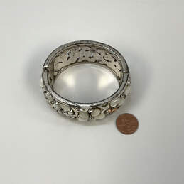 Designer Brighton Silver-Tone Mother Of Pearl Floral Hinged Bangle Bracelet alternative image