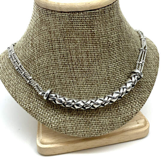 Designer Brighton Silver-Tone Braidy Retired Arch Weave Chain Necklace image number 1