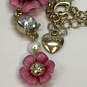 Designer Betsey Johnson Gold-Tone Pink Floral Beaded Y-Shaped Necklace image number 3