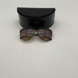 Womens Brown Tortoise Full-Rim Oversized Cat-Eye Sunglasses With Case