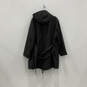 Womens Black Long Sleeve Zipped Pockets Belted Hooded Trench Coat Size 2X image number 2