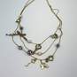 Designer Betsey Johnson Gold Tone Bead & Key Illusion Layered Necklace image number 2
